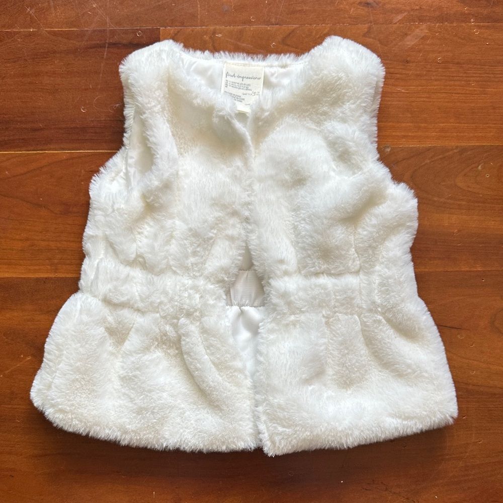 First Impressions Kids Ivory Faux Fur Vest